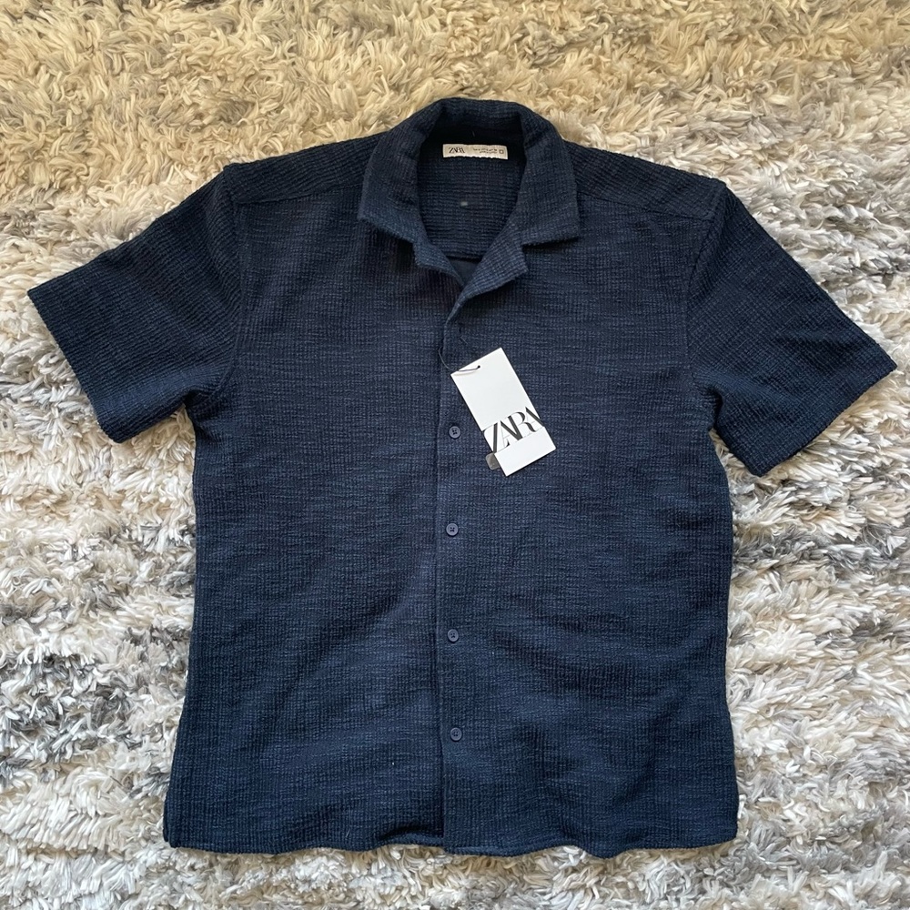ZARA men’s S textured shirt deep blue